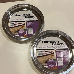 Hamilton Beach Stainless set of 2 round cake pans NWT